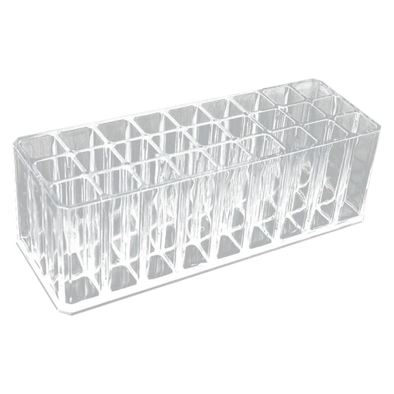 Clear Acrylic Makeup Organizer 27 Slot Cosmetic Storage Display For Lip Gloss Perfume Tubes And Brushes Holder