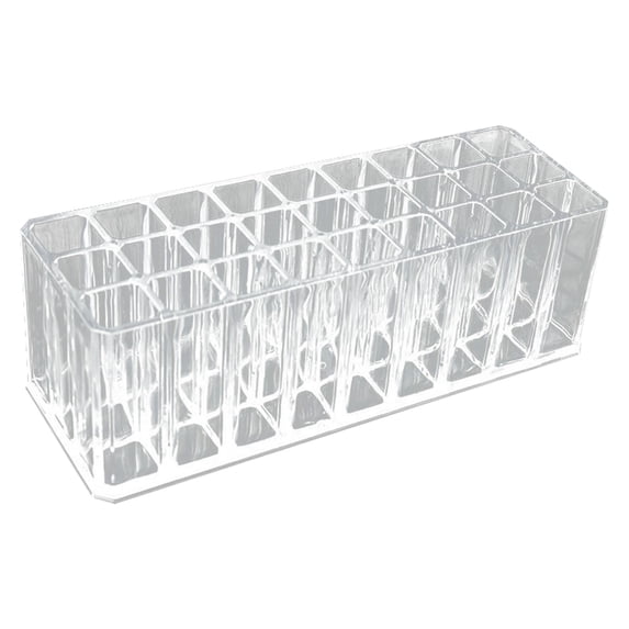 Clear Acrylic Makeup Organizer 27 Slot Cosmetic Storage Display For Lip Gloss Perfume Tubes And Brushes Holder
