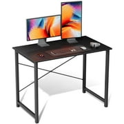 EDX Small Computer Desk 40 Inch Writing Desk with Storage Bag Iron Hook Metal Frame for Home, Black