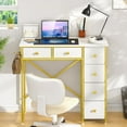 thumbnail image 1 of Small Computer Desk with 6 Drawers, 32 Inches Work Table for Home Office, Writing Desk with Storage, Compact Study Desk for Small Spaces, Kids Study Desk for Bedroom, White and Golden, 1 of 14