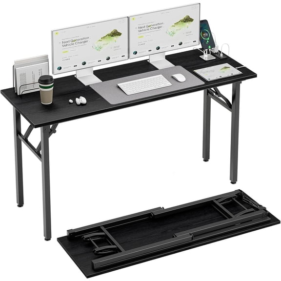 Small Computer Desk Folding Table - 35.8" Foldable Office Desk, No Assembly, Perfect for Small Spaces in Bedroom, Dorm, or Apartment, Portable Mini Desk or Study Table with Compact Design