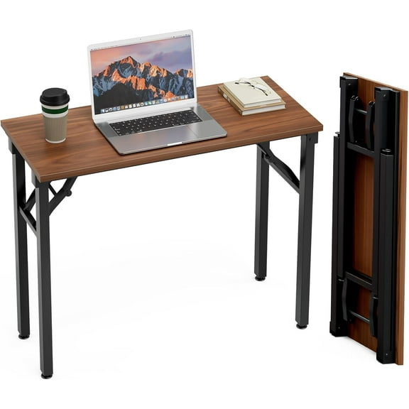 Small Computer Desk Folding Table -  Foldable Office Desk, No Assembly, Perfect for Small Spaces in Bedroom, Dorm, or Apartment, Portable Mini Desk or Study Table with Compact Design