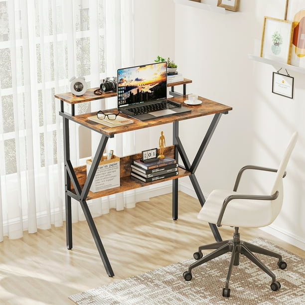 Small Computer Desk with Monitor for Kid 27.5 inch Studying Writing Table for Home Office Modern Style Computer Desk for Small Space with Storage