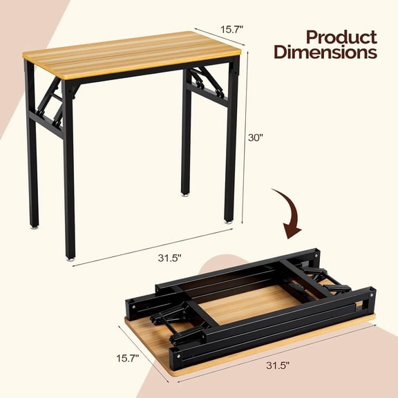 Small Computer Desk No Assembly Required Folding Writing Table Dining Workbench for Home Office