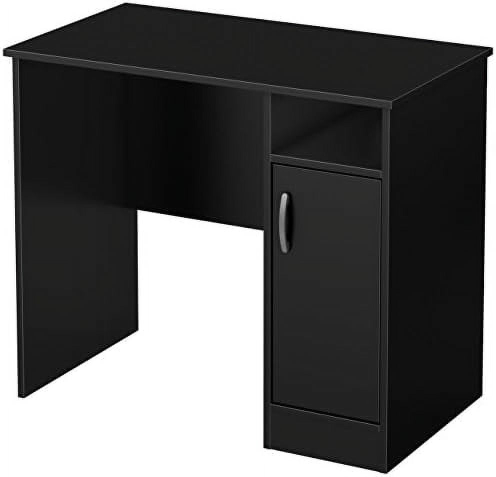 Pure Black Laminated Particle Board Home Office Desk with Drawer