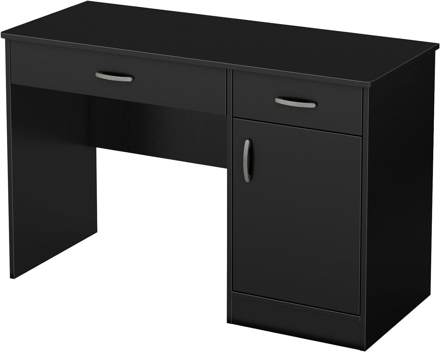 Axess Pure Black Wooden Computer Desk with Drawers and Filing Cabinet