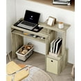 thumbnail image 1 of Small Computer Desk with Drawer, Writing Desk with Storage Shelves for Home Office Bedroom, Oak/Ivory, 1 of 6