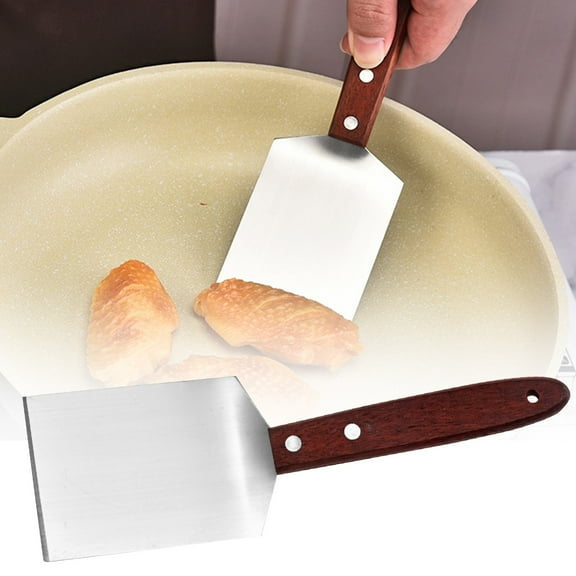 Small Cookie Spatula, Metal Stainless Spatula with Wooden Handle, Spatula for Kitchen Cooking Baking Scraper Turner