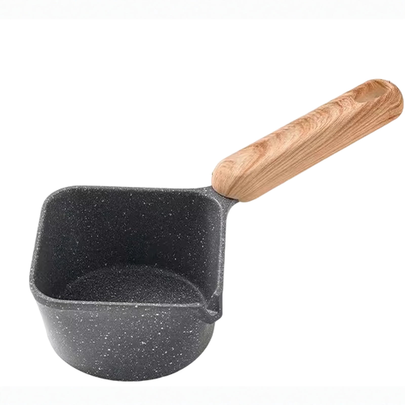 Small Cooking Pot, Non Stick Pan Set, Oil Pan for Oil Change, 3.5X4 In, Deep Sides, Draining Spout, Home Cooking, Black Speckled, 1 Pc