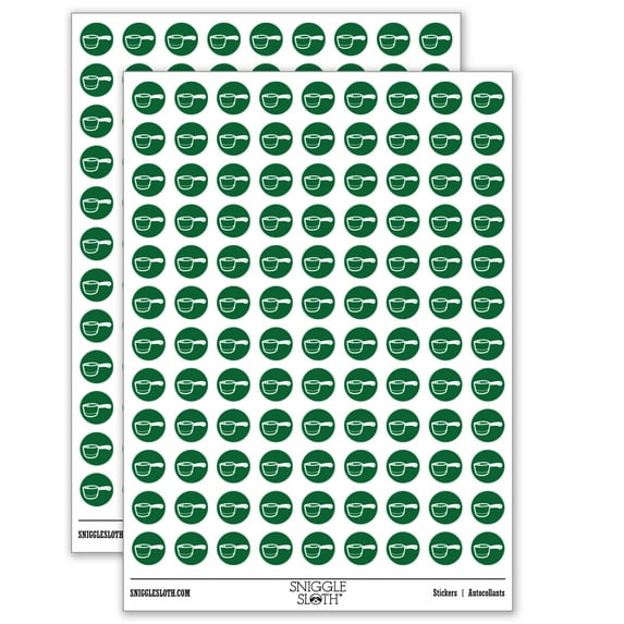 Small Cooking Pot Sauce Pan 200+ Round Stickers - Matte Finish - 0.50" Size - Dark Green
