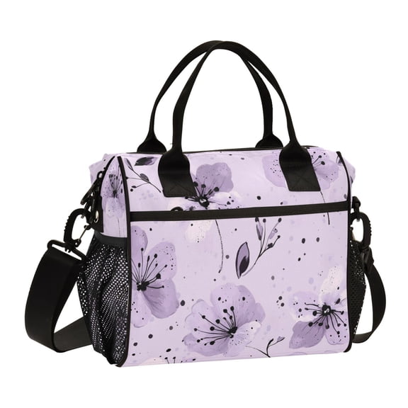 Small Cooler Bag Lunch Bag Portable Meal Bag Work Meal Bag Outdoor Meal Bag Travel Meal Bag Picnic Meal Bag Going Out Meal Bag Blooming Purple Flower