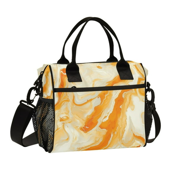 Small Cooler Bag Lunch Bag Portable Meal Bag Work Meal Bag Outdoor Meal Bag Travel Meal Bag Picnic Meal Bag Going Out Meal Bag Orange Marble