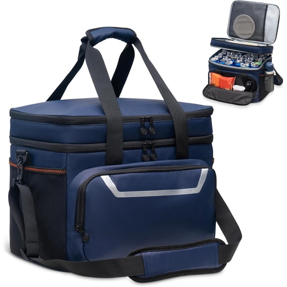 Small Cooler Lunch Box Mini Leak-Proof Soft Double Deck 24 Can Personal Insulated Collapsible Portable Lunch Bag Ice Chest for Men Women Work Travel Picnic Beach