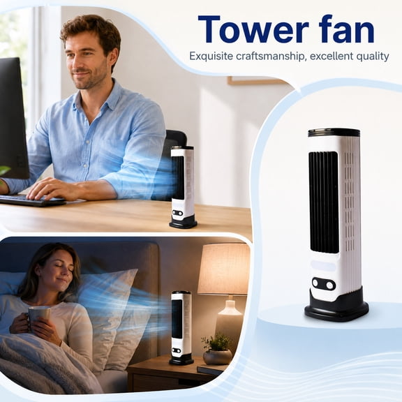 Small Cooling Fan, Quiet Portable Fan, Mini Cooling Fan, Fan for Dorm Room, 13X3X3 Inch Bladeless Sleek Tower Fan Corded Plug-In No Battery for Home Office Use