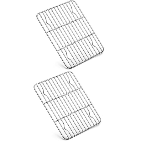 Small Cooling Rack (Set of 2), 8.5"x6.2"x0.6" Coated Stainless Steel Wire Rack Baking Racks for Cooking Grilling Cooling, with Non-stick Coating, Oven safe & Easy Clean, Healthy & Durable