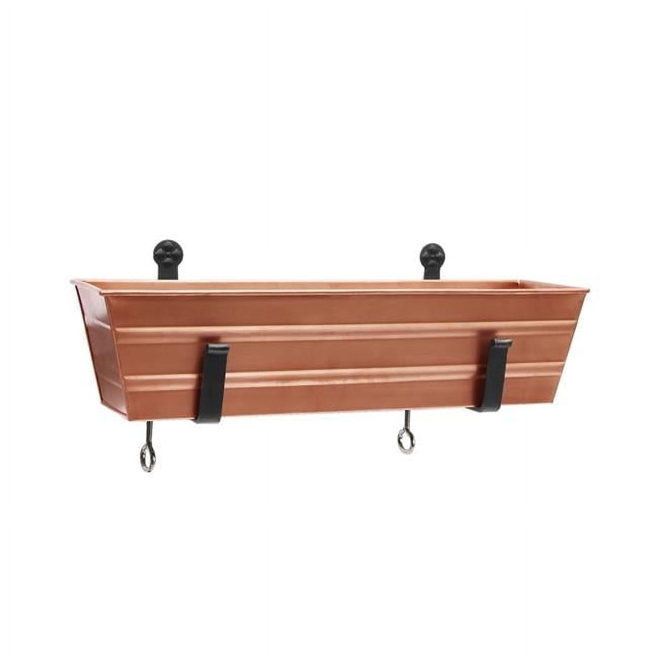 Small Copper Plated Flower Box with Black Iron Brackets
