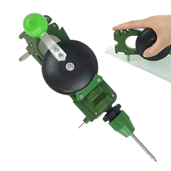 Small Cordless Hand Drill for Woodworking Portable Craft Drill with Hole Punch Compact Hand Crank Tool for Model Making Versatile Manual Punching Device, 26x14 cm, Green