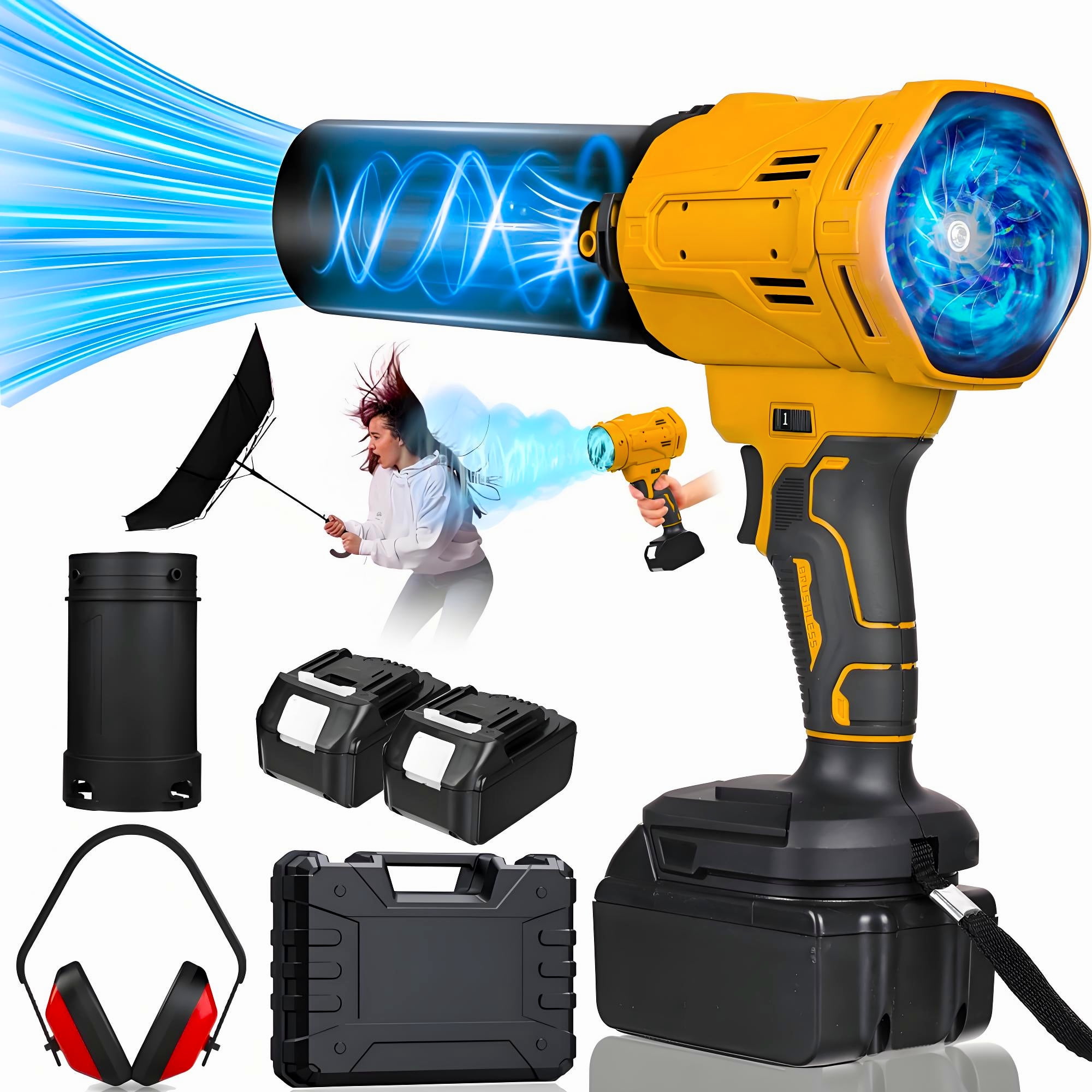 Leaf Blower,GOCHIFIX 32000RPM Cordless Leaf Blower with 2Pcs 20V Battery & Charger,120MPH 400CFM Lightweight Air Blower for Patio Cleaning, Lawn Care, Leaves, Dust