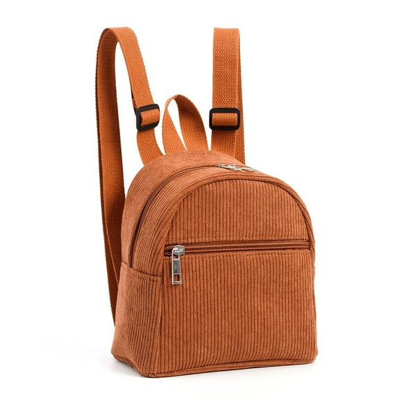 Small Corduroy Mini Backpack Purse for Women – Cute Brown Backpack, Stylish Shoulder Bag, Compact Side Purse for Travel, School,Pad Mini – with Zipper & Water Bottle Pocket
