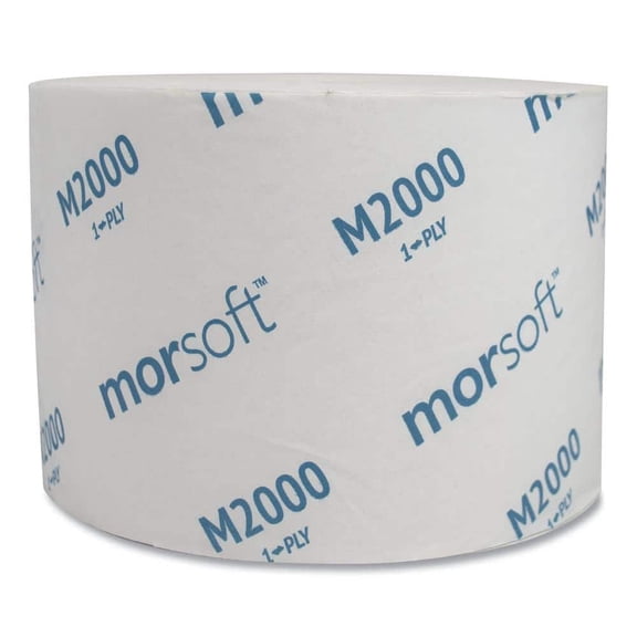 Small Core Toilet Paper, Septic Safe, 1-Ply, White, 3.9 in. x 4 in., 2000 Sheets/Roll, 24 Rolls/Carton
