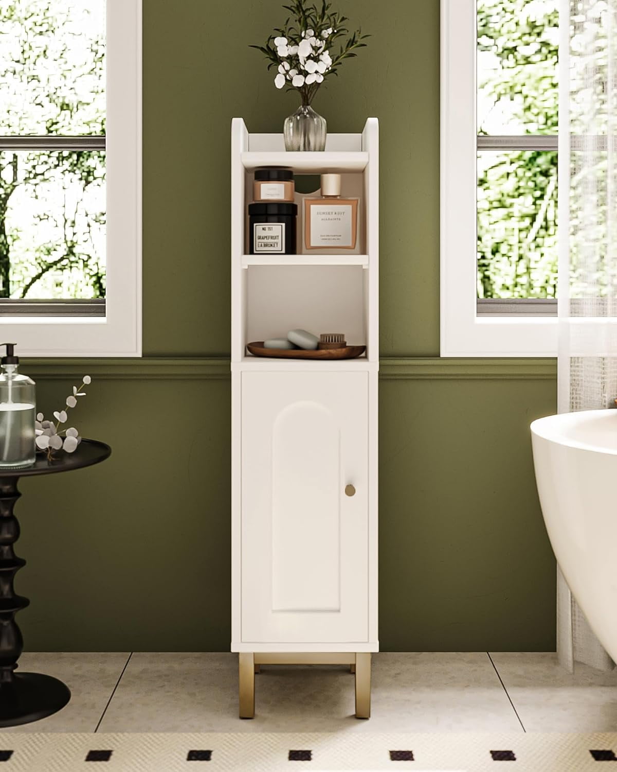 Small corner bathroom cabinet discount