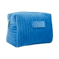 thumbnail image 1 of Small Cosmetic Bag with Embroidered Striped Velvet, 8.66x6.3x5.9 Inches, Travel Cosmetic Bag for Storage, Waterproof & Portable, 1 of 6