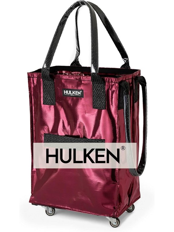 (Small, Cosmic Red) Reusable Grocery Bag On Wheels, Shopping Trolley, Rolling Tote, Zipper Closure, Lightweight, Carries Up to 66 lb, Folds Flat