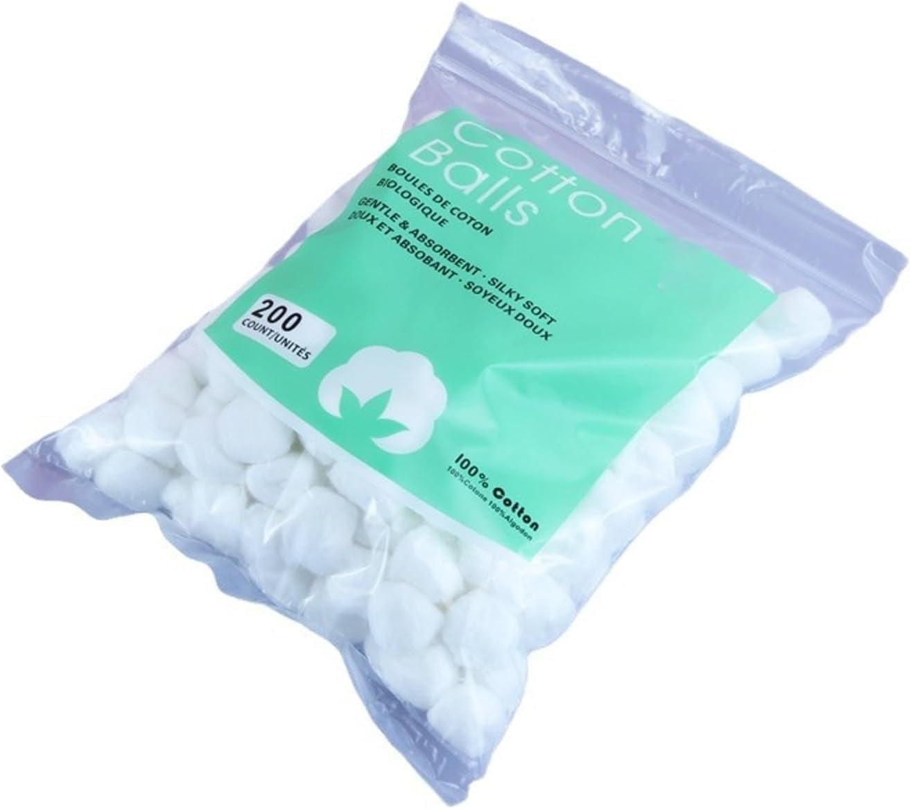 Small Cotton Balls for Make-Up, Simply Soft Pure Cotton, Absorbent, Nail Polish Removal, Pet Care 200 Count