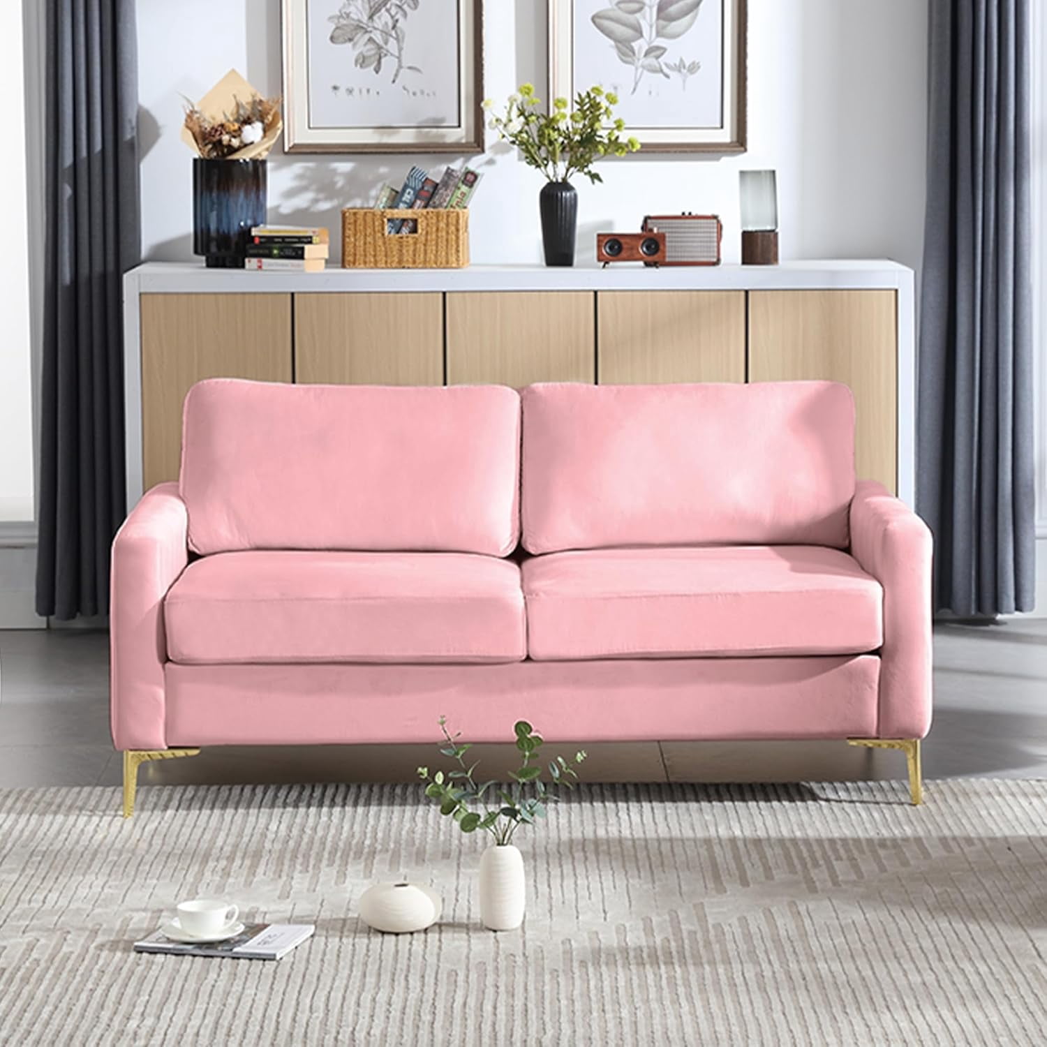 Small Couch for Bedroom, 65" Mid Century Modern Loveseat Sofa Love Seat ...