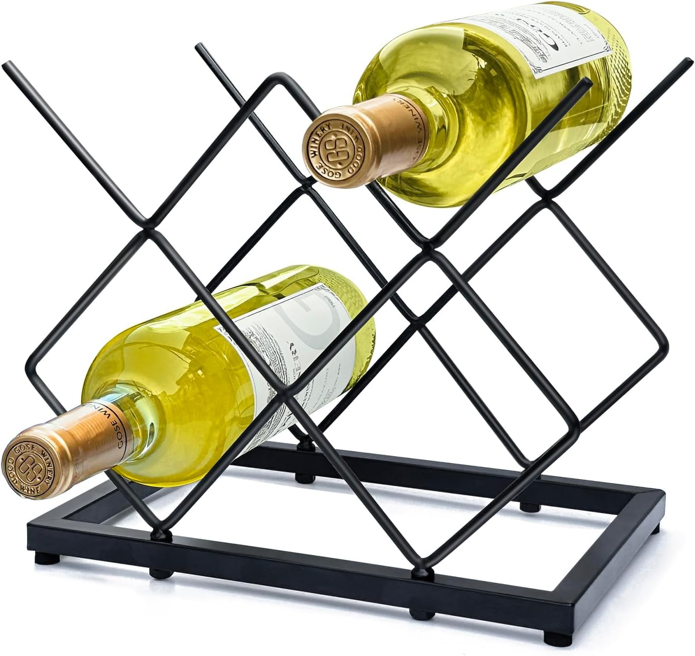 Small Countertop Wine Rack (5 Bottle Capacity), Modern Black Metal Wine ...