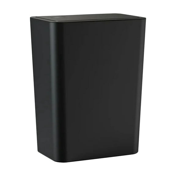 Small Covered Trash Can 10 Liter Plastic Trash Can with Pop-up Lid Suitable for Bathrooms Bedrooms Offices Kitchens, Office Square Flip Top Press Trash Can for Narrow Spaces, Black