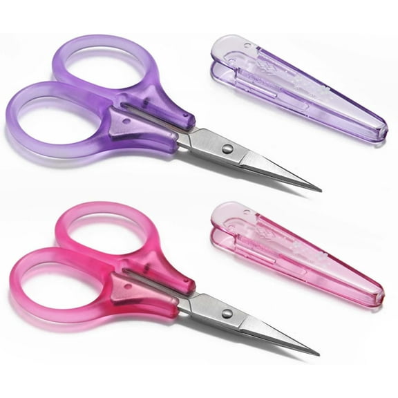 Small Craft Scissors, 3" Tiny Travel Scissors Tsa Compliant with Cover, Sharp Scissors all Purpo, Straight Fine Tips Mini wing Scissors t, Precis Detail Paper Cutting, Pink/Purple