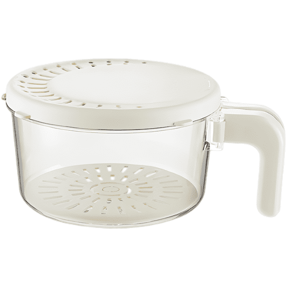 Small Cream White Two-Layer Washing Draining Basket, Plastic Fruit and Vegetable Drainer Container with Handle, Dual-Purpose Design for Home Kitchen, Living Room, Compact Thick Filter Colander