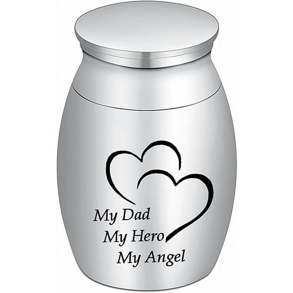 Small Cremation Keepsake Urns for Human Ashes Mini Cremation Urn Small Funeral Urns for Ashes Stainless Steel Cremation Funeral Urn-My Dad My Hero My Angel