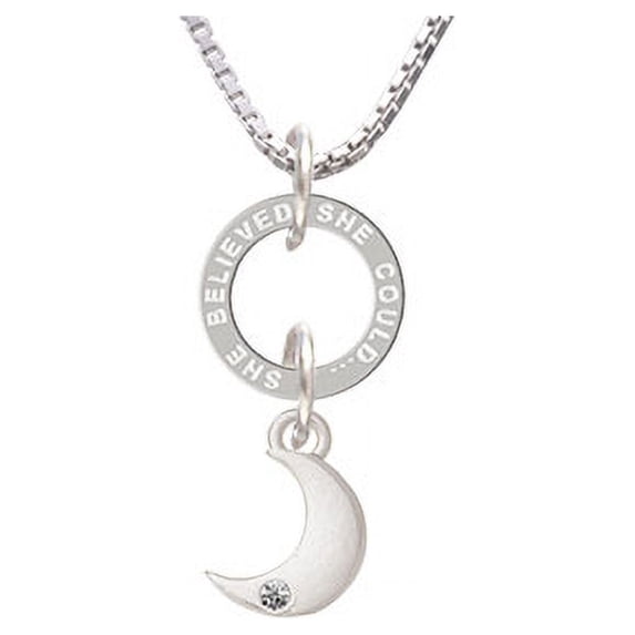 Small Crescent Moon - She Believed Eternity Ring Necklace