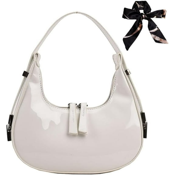 Small Crescent Shoulder Bag Y2k Leather Hobo Handbag Purses for Women Trendy Design Clutch Bag with Handle