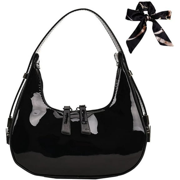 Small Crescent Shoulder Bag Y2k Leather Hobo Handbag Purses for Women Trendy Design Clutch Bag with Handle