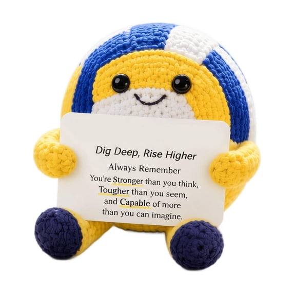 Small Crochet Volleyball Doll Desk Accent, Positive Crochet Emotional Support Stuffed Animal, Graduation Gifts 2026 for Elementary and High School Graduates, Motivational Gifts