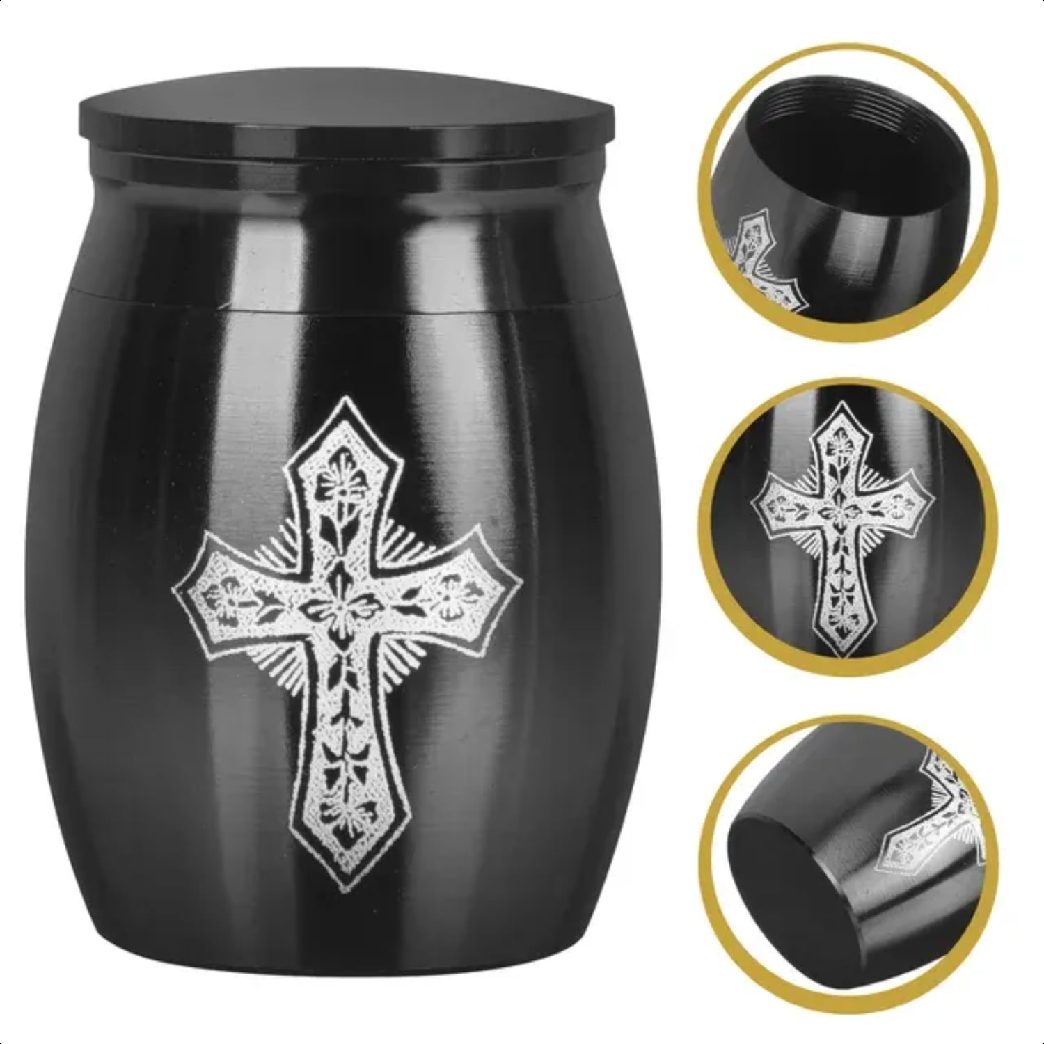 Small Cross Memorial Urns Decorative Metal Containers for Ashes