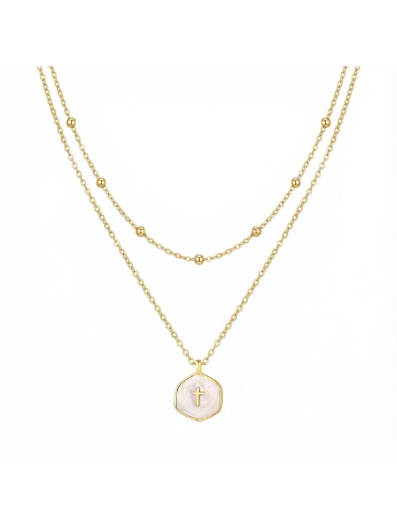 Small Cross Necklace for Women, Dainty 14K Gold Plated Cross Pendant Necklace, Everyday Simple Cross Charm Choker Minimalist Religious Jewelry Cute Trendy Gifts