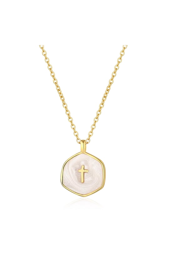 Small Cross Necklace for Women, Dainty 14K Gold Plated Cross Pendant Necklace, Everyday Simple Cross Charm Choker Minimalist Religious Jewelry Cute Trendy Gifts