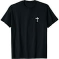 thumbnail image 1 of Small Cross Subtle Christian Minimalist Religious Faith T-Shirt, 1 of 4