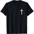 thumbnail image 1 of Small Cross Subtle Christian Minimalist Religious Faith T-Shirt, 1 of 4