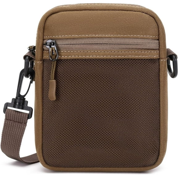 Small Cross-body Sling Bags for Men Women, Mini Messenger Bag Shoulder Pouch for Daily Use Brown