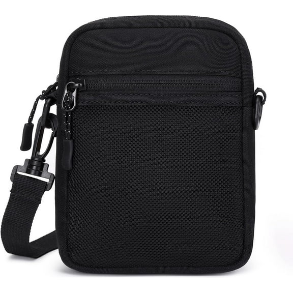 Small Cross-body Sling Bags for Men Women, Mini Messenger Bag Shoulder Pouch for Daily Use Black