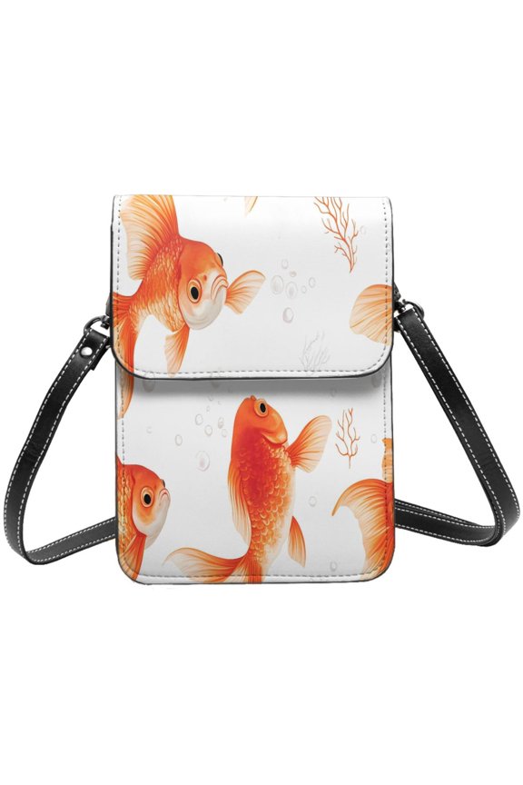 Small Crossbody Bag For Women Men Leather Cell Phone Purse Travel Pouch Shoulder Bag Fish (5)