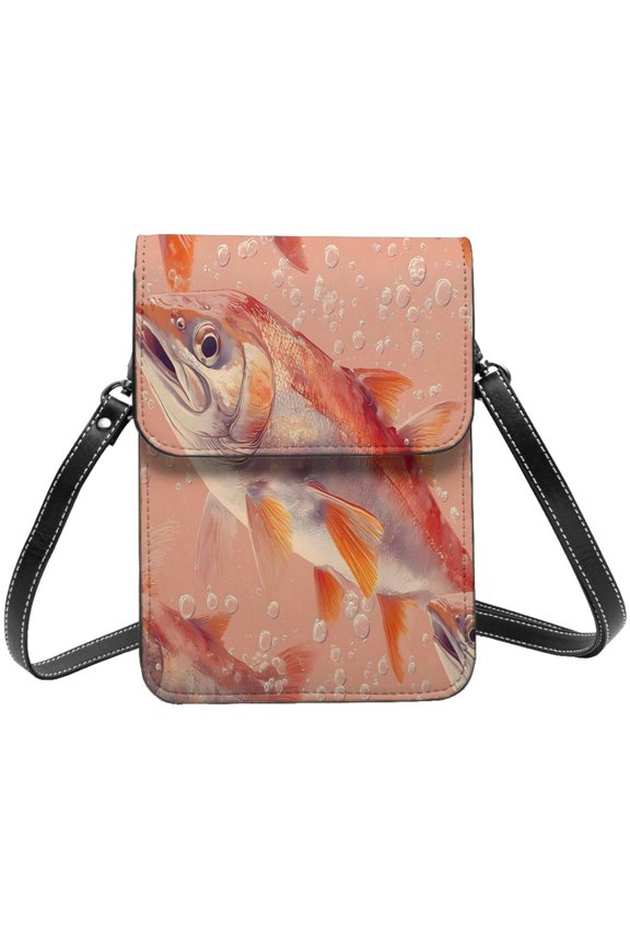 Small Crossbody Bag For Women Men Leather Cell Phone Purse Travel Pouch Shoulder Bag Fish (9)