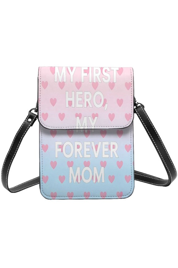 Small Crossbody Bag For Women Men Leather Cell Phone Purse Travel Pouch Shoulder Bag My First Hero,My Forever Mom (3)