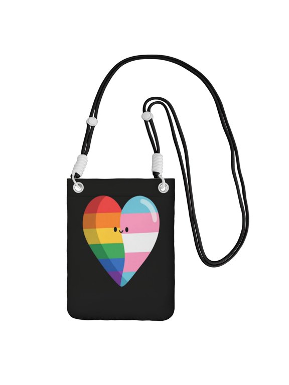Small Crossbody Bag Rainbow And Transgender Flag Heart Cell Phone Purses Travel Pouch Shoulder Bag For Women