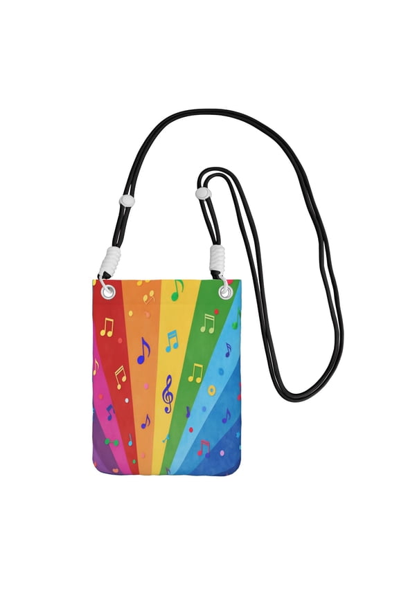 Small Crossbody Bag Rainbow Colorful Music Notes Cell Phone Crossbody Purse For Women